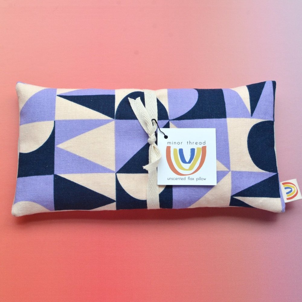 Weighted Eye Pillow in Purple Building Blocks Canvas - Lavender and Flax Seeds